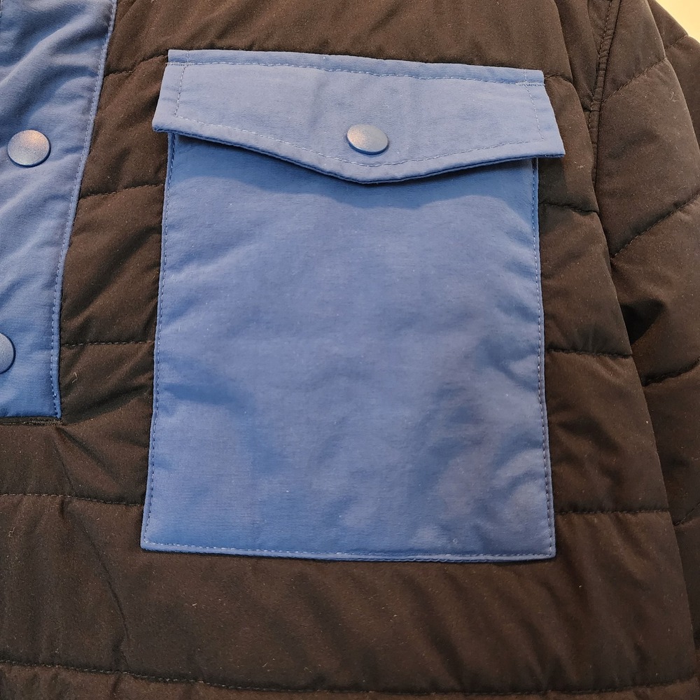 Lands' End Men M Quilted Snap Pullover Jacket Insulated Navy Colorblock Gorpcore - Picture 10 of 13